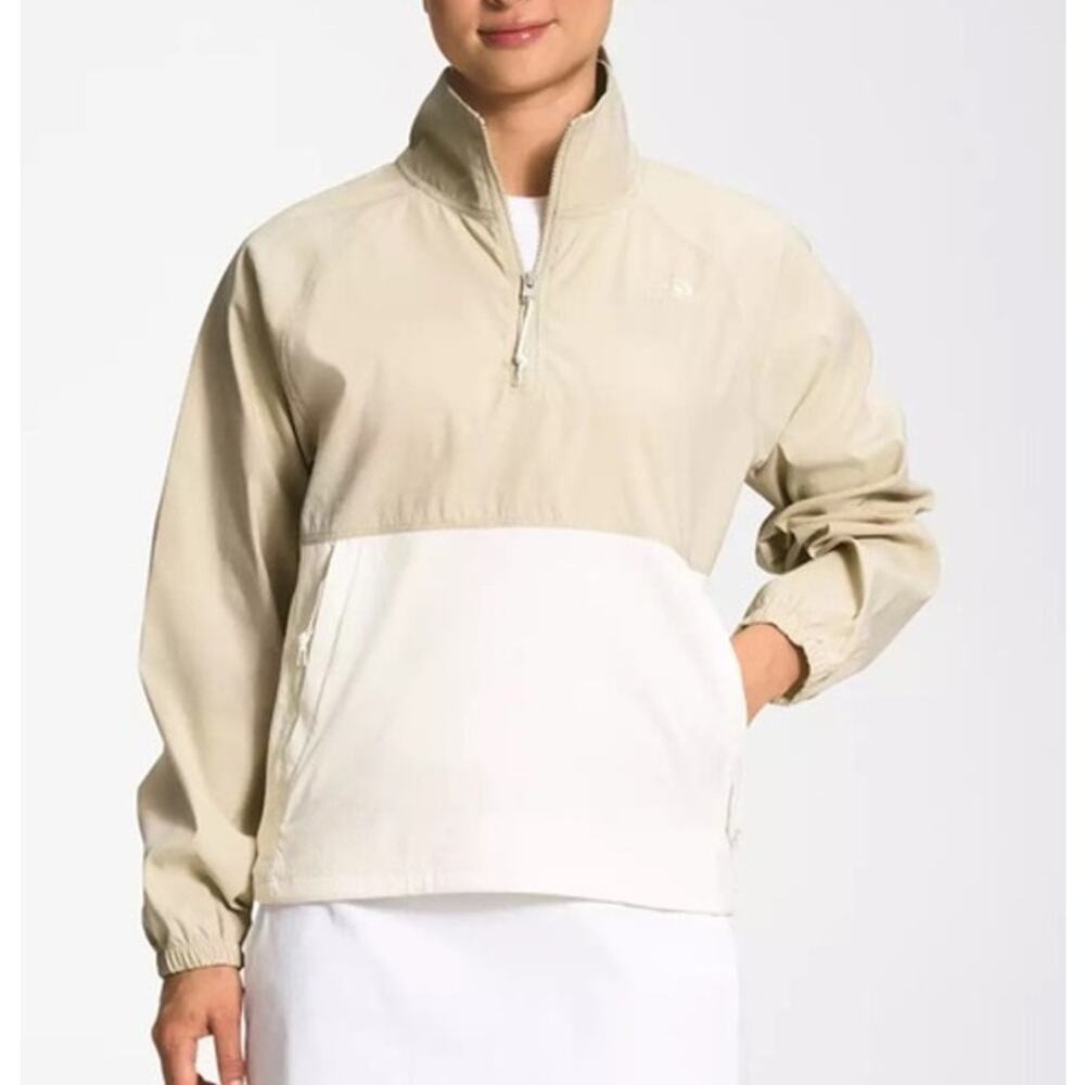The North Face Anorak Windbreaker Pullover Jacket Tan Beige White Small